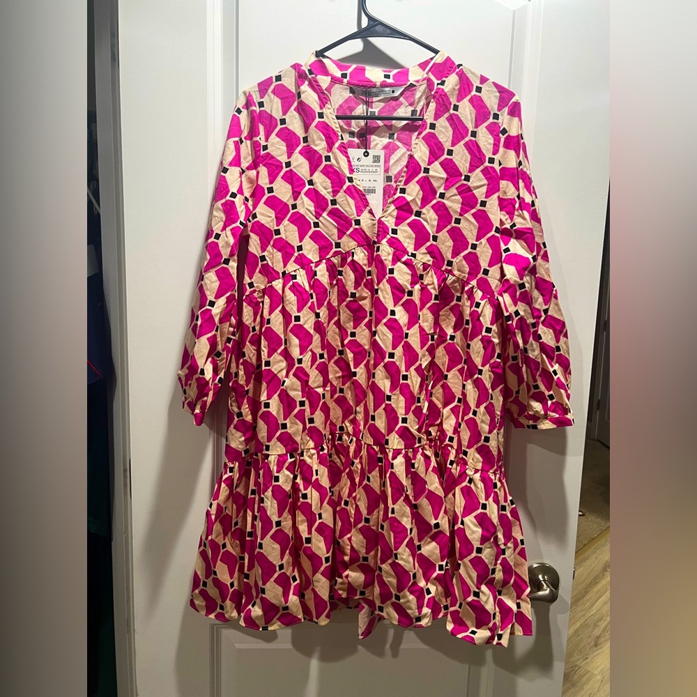 Zara XS pink floral dress